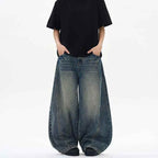 Tie Curved Baggy Jeans - Color: Retro Blue - DRIPIOT