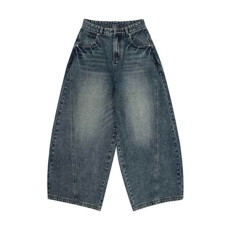 Tie Curved Baggy Jeans - Color: Retro Blue - DRIPIOT