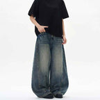 Tie Curved Baggy Jeans - Color: Retro Blue - DRIPIOT