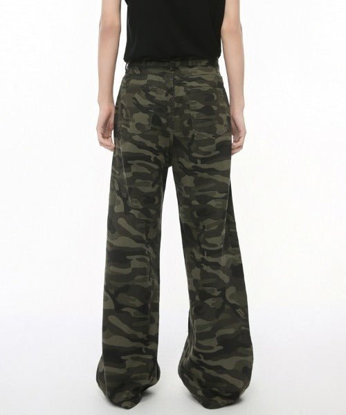 Washed Camo Loose Jeans - Color: Camouflage - DRIPIOT