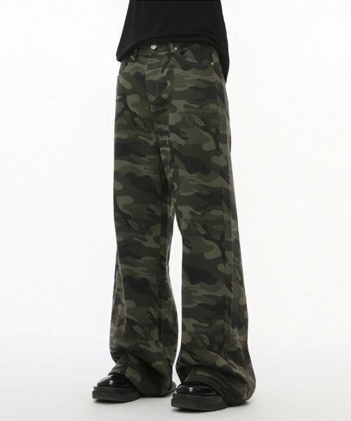 Washed Camo Loose Jeans - Color: Camouflage - DRIPIOT