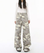 Washed Camo Loose Jeans - Color: Light Camouflage - DRIPIOT
