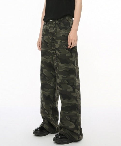 Washed Camo Loose Jeans - Color: Camouflage - DRIPIOT