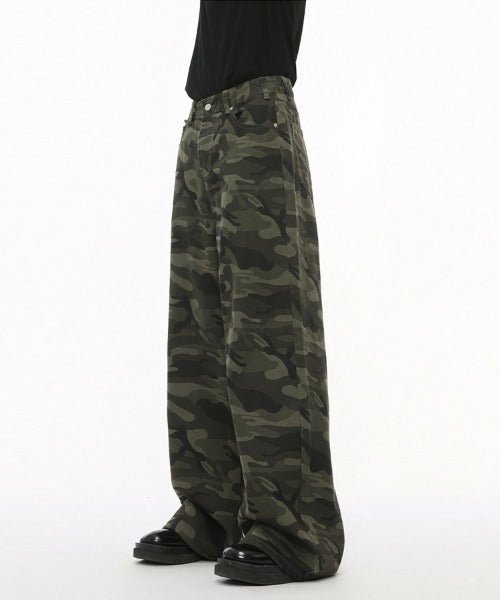 Washed Camo Loose Jeans - Color: Camouflage - DRIPIOT