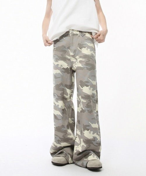 Washed Camo Loose Jeans - Color: Light Camouflage - DRIPIOT