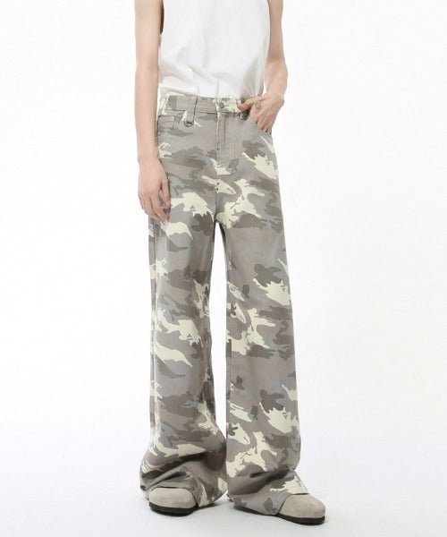 Washed Camo Loose Jeans - Color: Light Camouflage - DRIPIOT