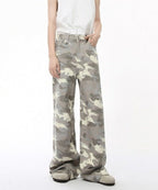 Washed Camo Loose Jeans - Color: Light Camouflage - DRIPIOT