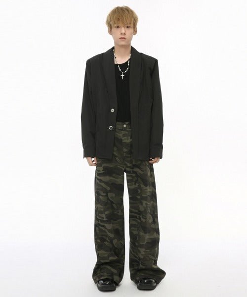 Washed Camo Loose Jeans - Color: Camouflage - DRIPIOT