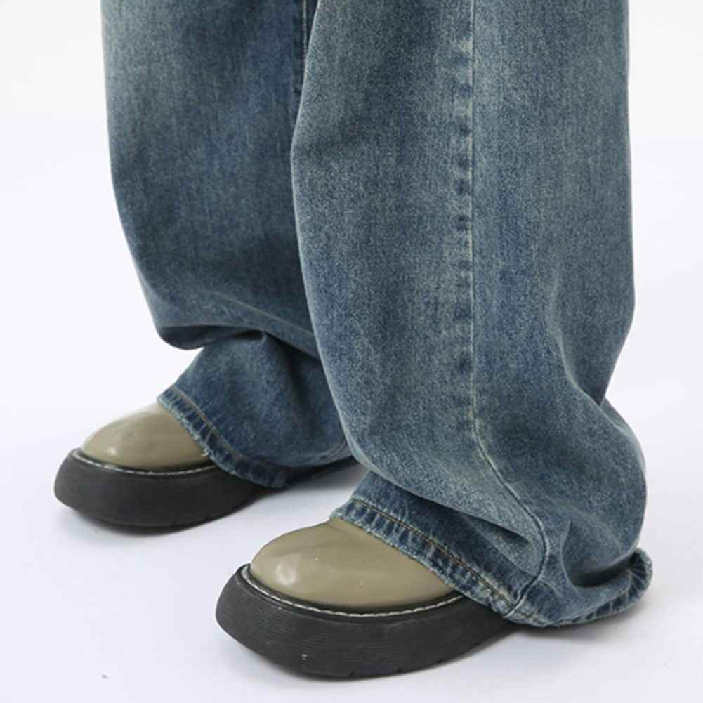 Washed Casual Straight Jeans - Color: Blue - DRIPIOT