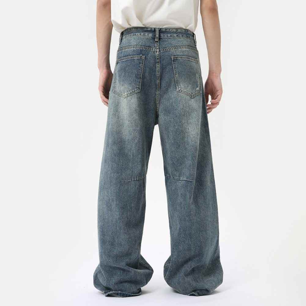 Washed Casual Straight Jeans - Color: Blue - DRIPIOT