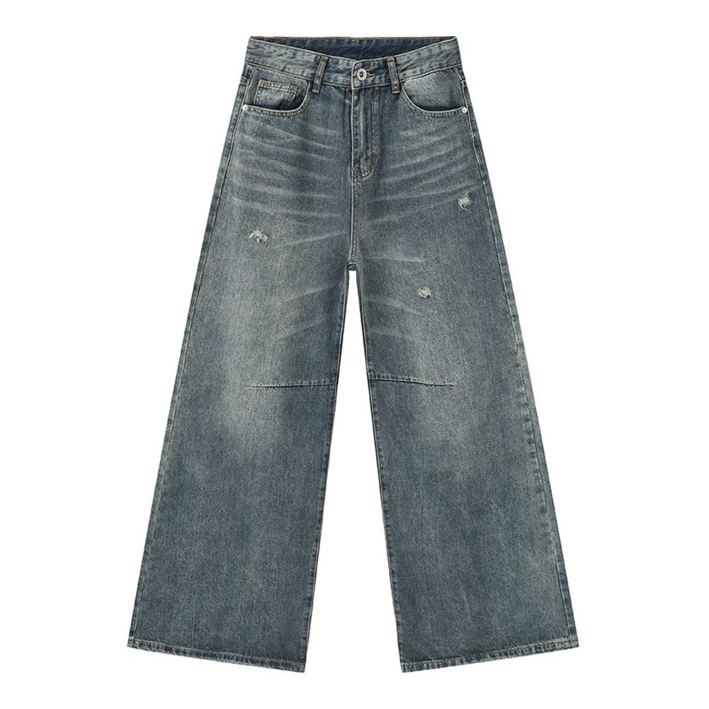 Washed Casual Straight Jeans - DRIPIOT