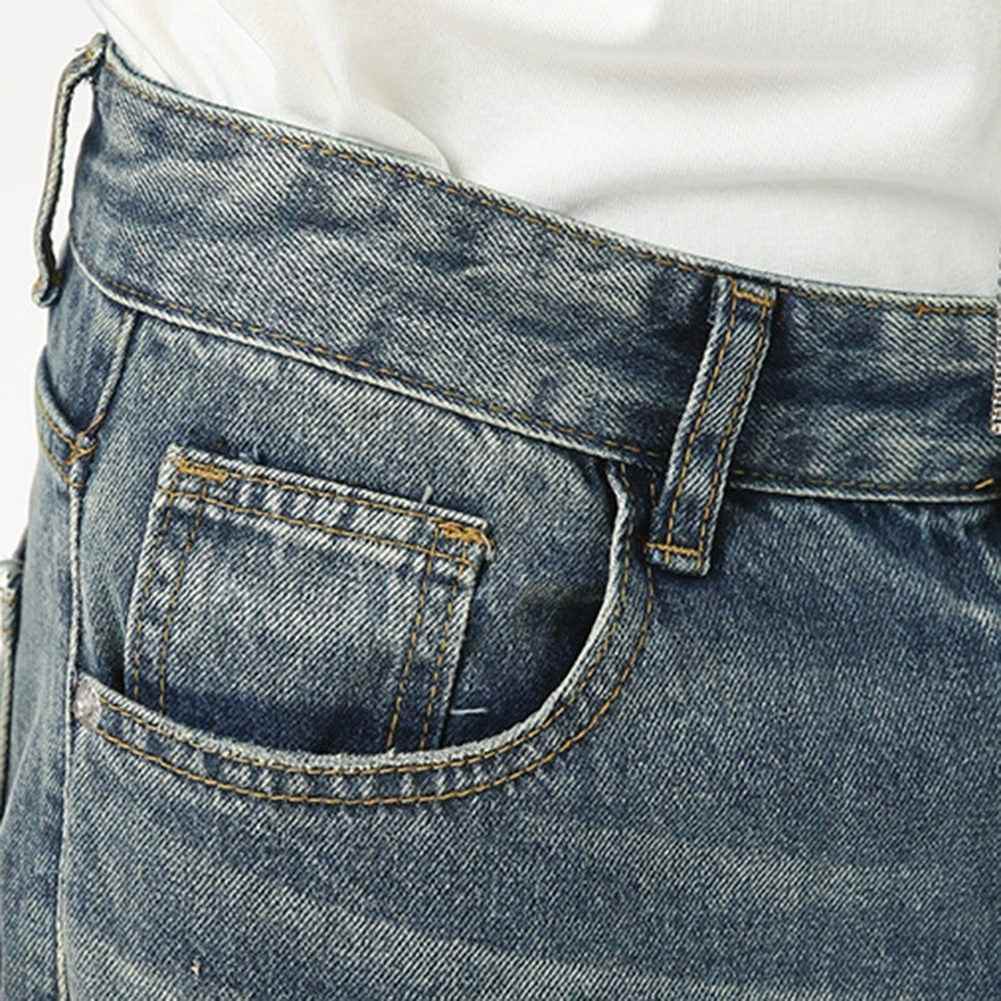 Washed Casual Straight Jeans - Color: Blue - DRIPIOT
