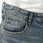 Washed Casual Straight Jeans - Color: Blue - DRIPIOT
