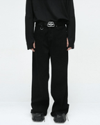 Washed Dark Loose Jeans - Color: Black Solid - DRIPIOT