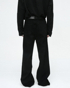 Washed Dark Loose Jeans - Color: Black Solid - DRIPIOT