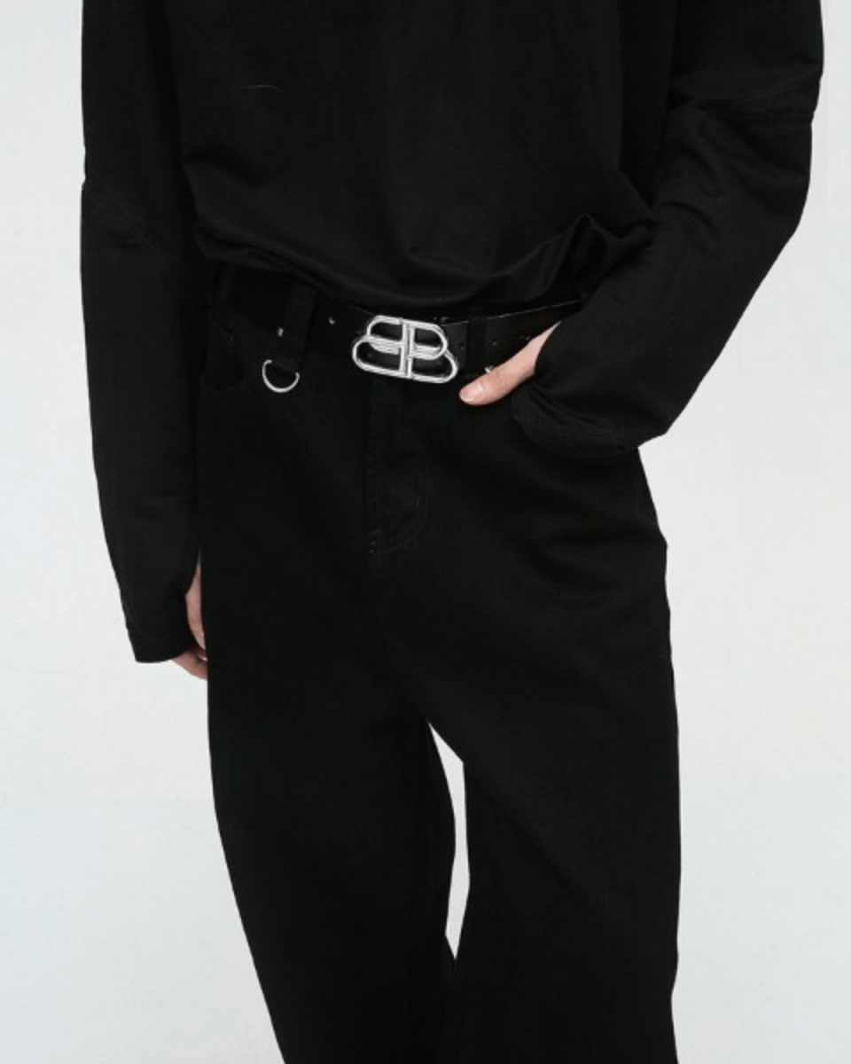 Washed Dark Loose Jeans - Color: Black Solid - DRIPIOT