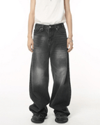 Washed Dark Loose Jeans - Color: Black Grey - DRIPIOT