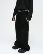 Washed Dark Loose Jeans - Color: Black Solid - DRIPIOT