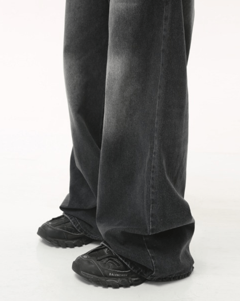 Washed Dark Loose Jeans - Color: Black Grey - DRIPIOT