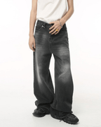 Washed Dark Loose Jeans - Color: Black Grey - DRIPIOT