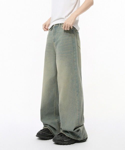 Washed Gradient Loose Jeans - Color: Cyan - DRIPIOT