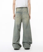 Washed Gradient Loose Jeans - Color: Cyan - DRIPIOT