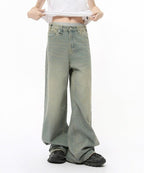 Washed Gradient Loose Jeans - Color: Cyan - DRIPIOT