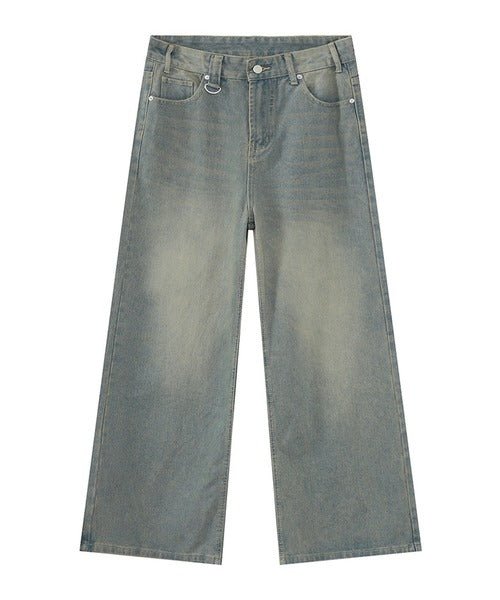 Washed Gradient Loose Jeans - Color: Cyan - DRIPIOT