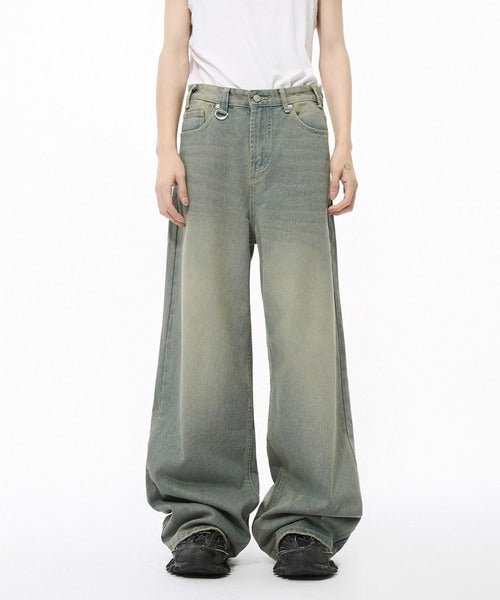 Washed Gradient Loose Jeans - Color: Cyan - DRIPIOT