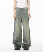 Washed Gradient Loose Jeans - Color: Cyan - DRIPIOT