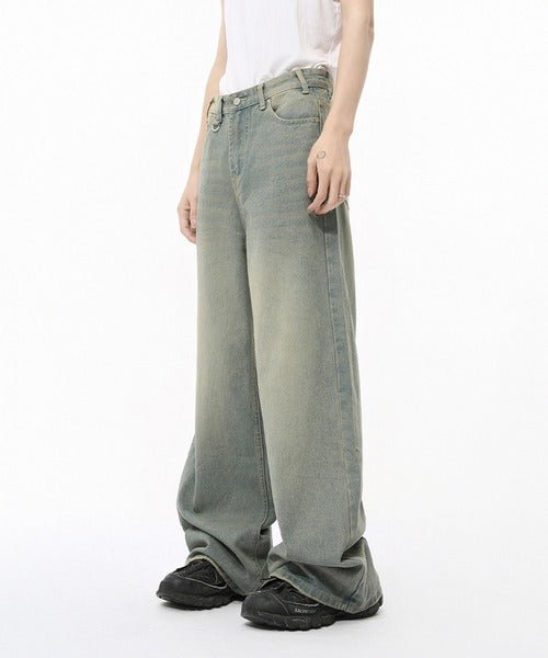 Washed Gradient Loose Jeans - Color: Cyan - DRIPIOT