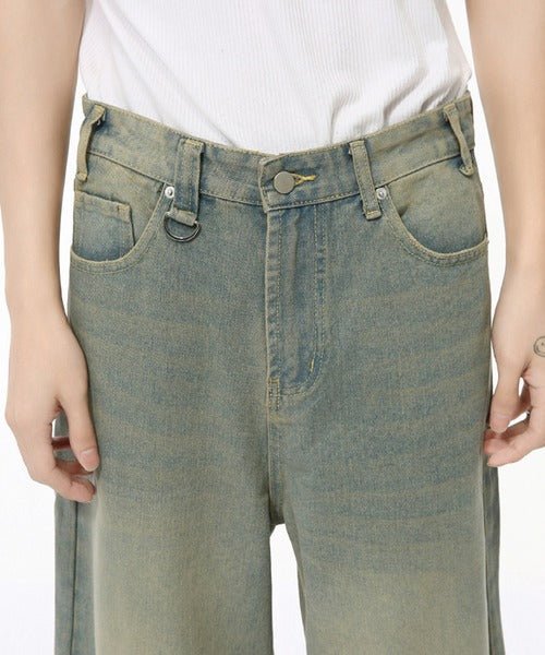 Washed Gradient Loose Jeans - Color: Cyan - DRIPIOT