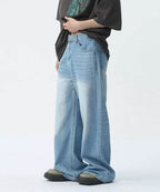 Washed Navy Loose Jeans - Color: Light Blue - DRIPIOT