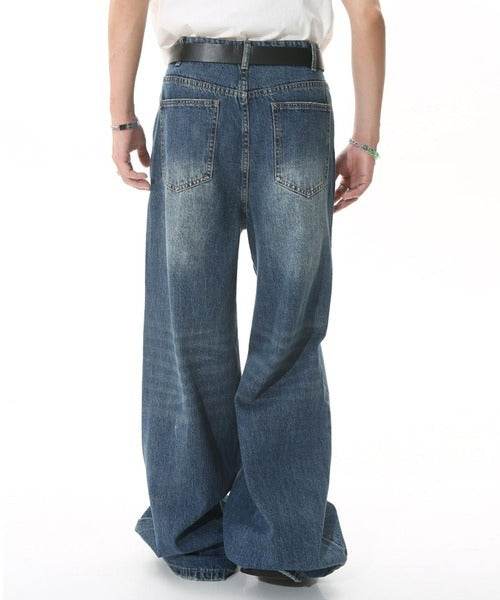 Washed Navy Loose Jeans - Color: Dark Blue - DRIPIOT