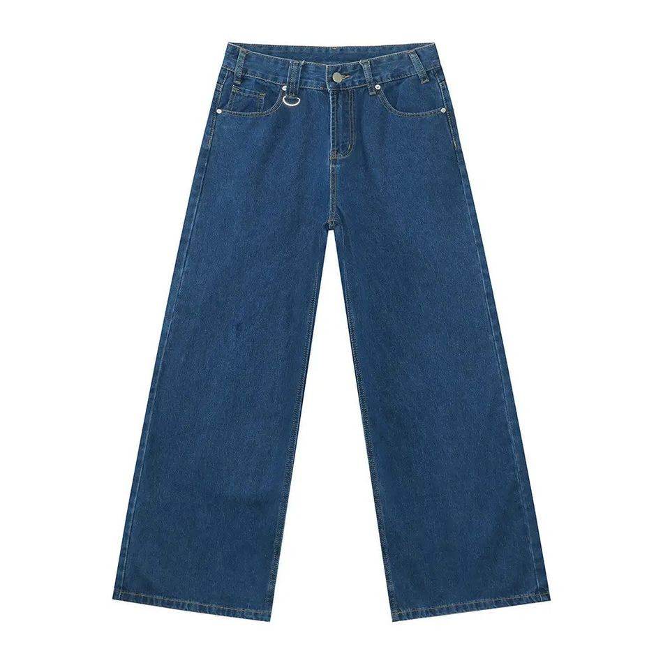 Washed Navy Loose Jeans - Color: Denim Blue - DRIPIOT