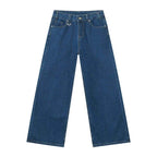 Washed Navy Loose Jeans - Color: Denim Blue - DRIPIOT