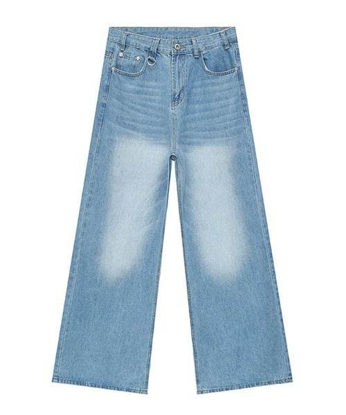 Washed Navy Loose Jeans - Color: Light Blue - DRIPIOT