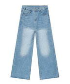 Washed Navy Loose Jeans - Color: Light Blue - DRIPIOT