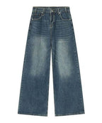 Washed Navy Loose Jeans - Color: Dark Blue - DRIPIOT