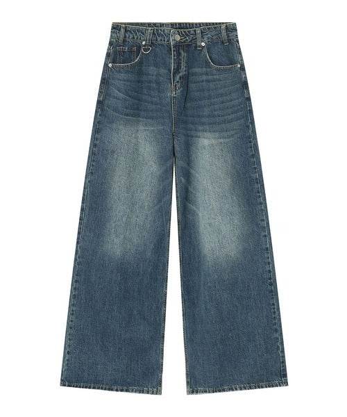Washed Navy Loose Jeans - Color: Dark Blue - DRIPIOT
