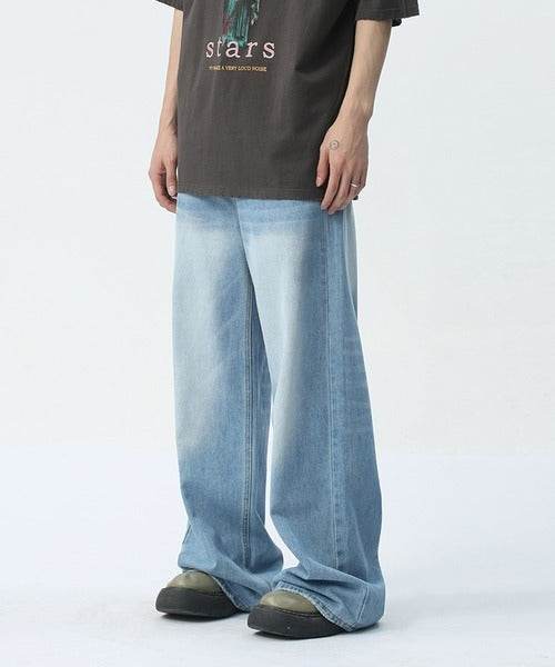 Washed Navy Loose Jeans - Color: Light Blue - DRIPIOT