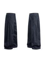 Wide Leg Curved Knife Jeans - Color: Blue - DRIPIOT