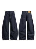 Wide Leg Curved Knife Jeans - Color: Blue - DRIPIOT