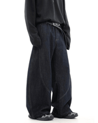 Wide Leg Curved Knife Jeans - Color: Blue - DRIPIOT