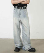 Worn Out Wide Jeans - Color: Light Blue - DRIPIOT