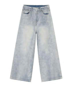 Worn Out Wide Jeans - Color: Light Blue - DRIPIOT