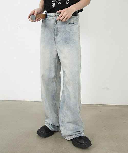 Worn Out Wide Jeans - Color: Light Blue - DRIPIOT