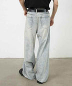 Worn Out Wide Jeans - Color: Light Blue - DRIPIOT