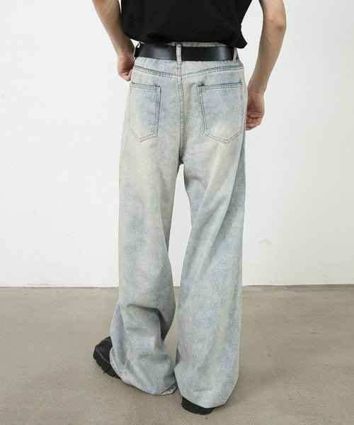 Worn Out Wide Jeans - Color: Light Blue - DRIPIOT